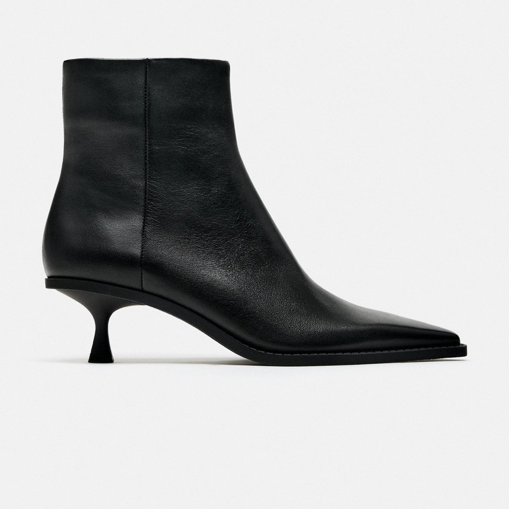 Zara Leather Kitten Heel Boot